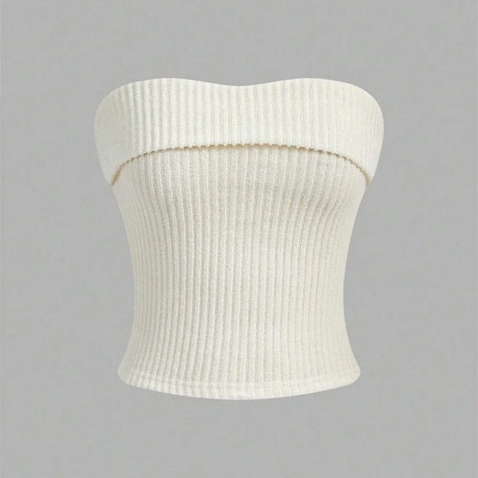 Ribbet stroppeløs slim fit tube-top for kvinner