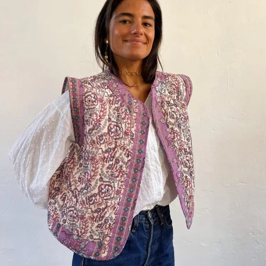 Bomullsvest med trykk for kvinner