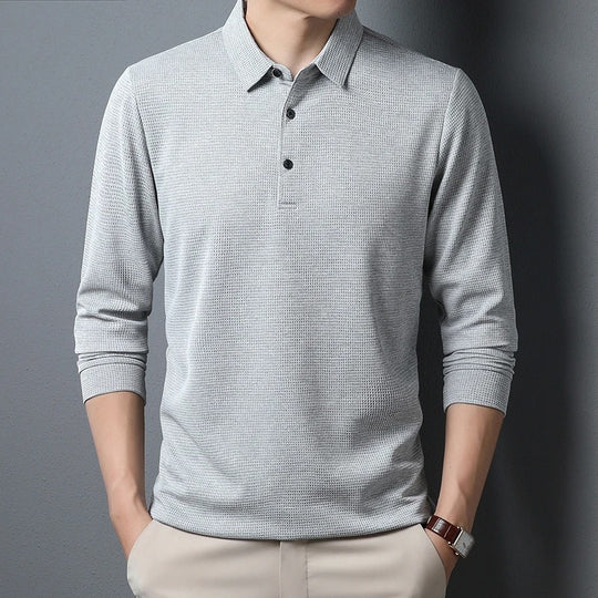 Business Casual langermet poloskjorte for menn