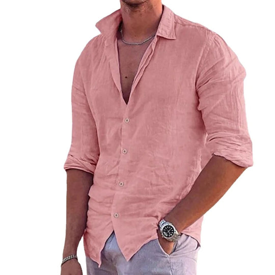 Casual linpoloskjorte for menn