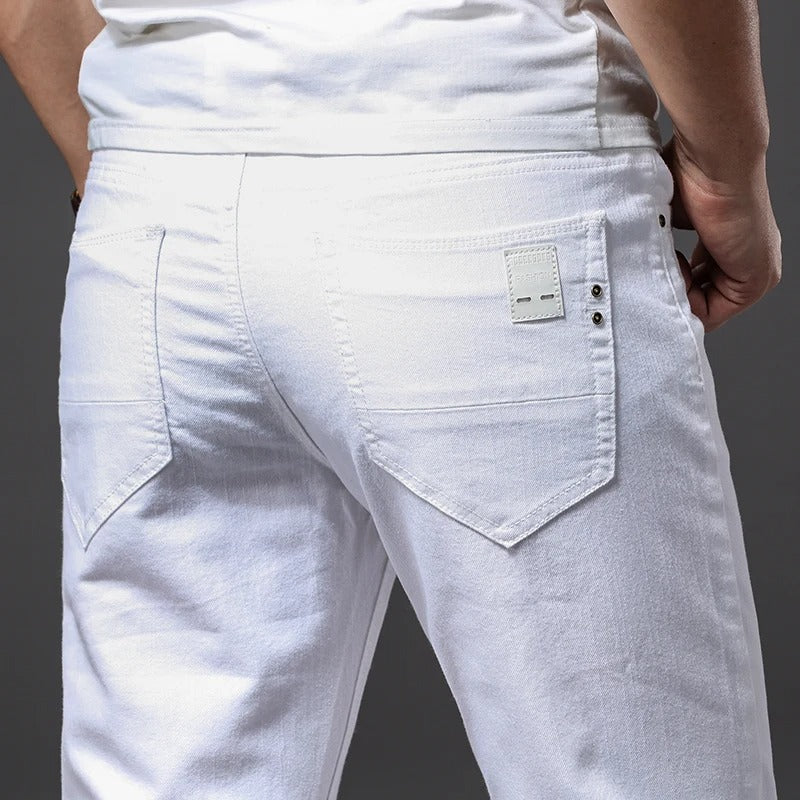Hvite slim fit-jeans for menn