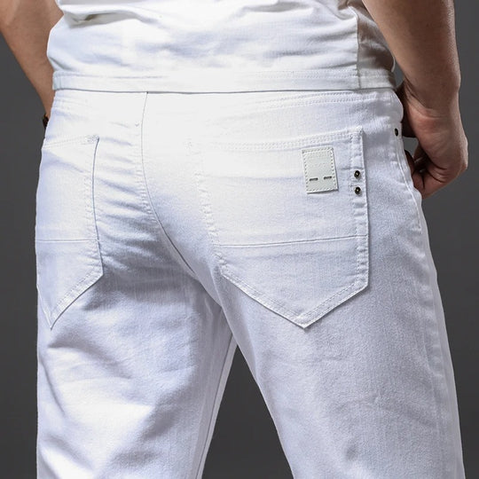 Hvite slim fit-jeans for menn