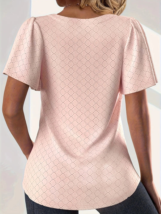 Damebluse med volanger og hull