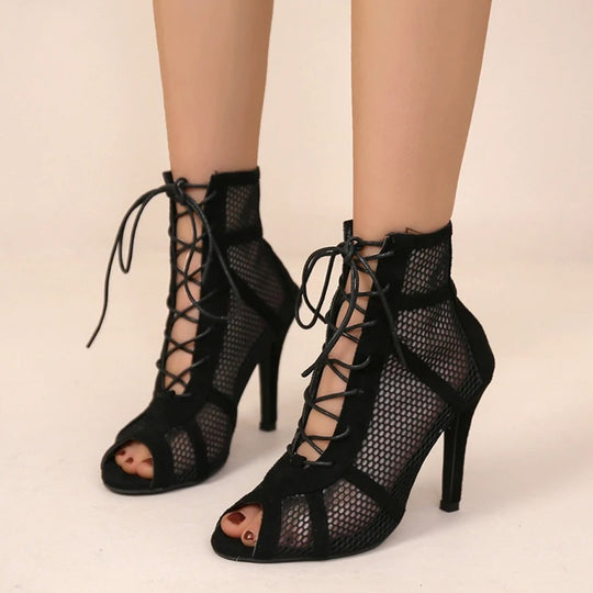 Dame-sandaler med Peep Toe-hæl i mesh
