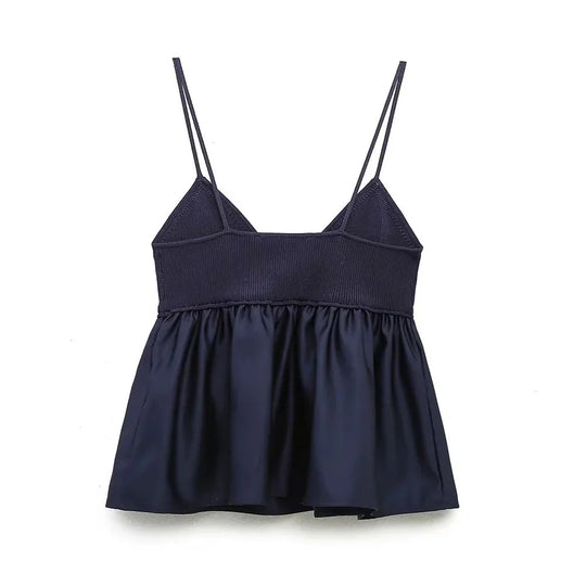 V-hals plissert smockbluse for kvinner