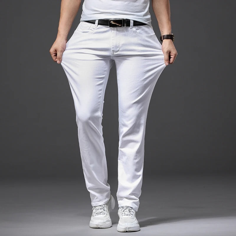 Hvite slim fit-jeans for menn