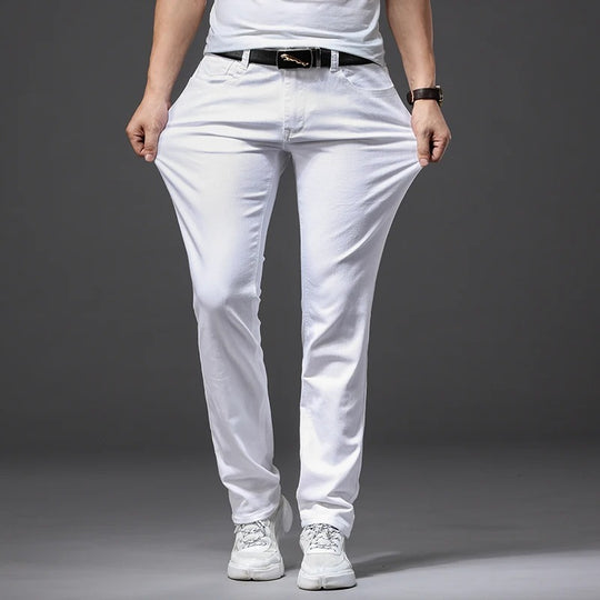 Hvite slim fit-jeans for menn
