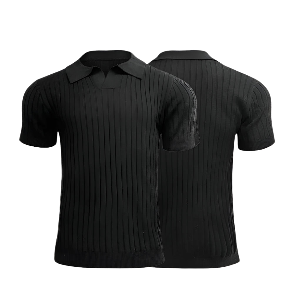 Retro strikket poloskjorte for menn