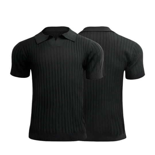 Retro strikket poloskjorte for menn
