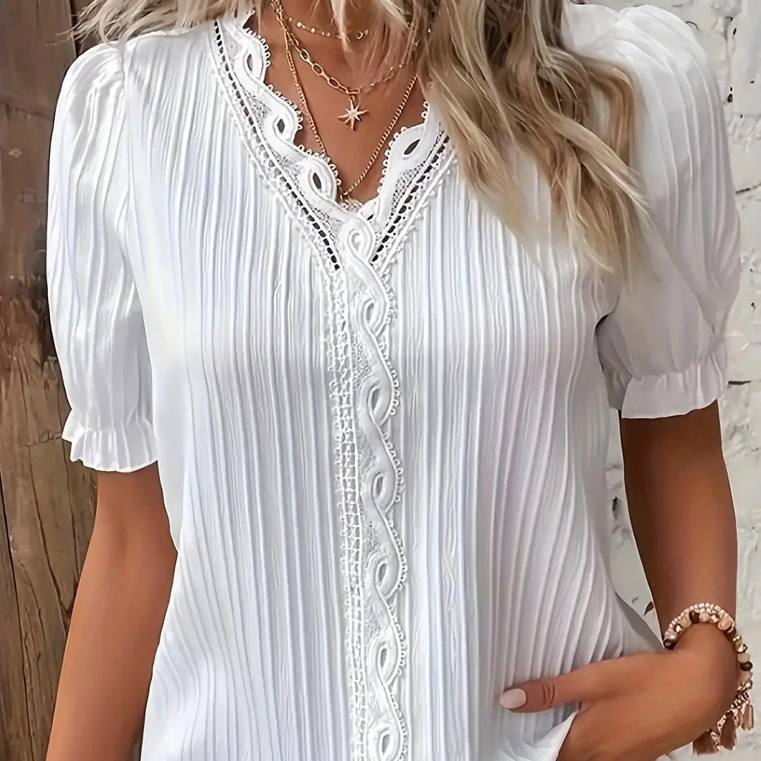 Plus Size kort ermet casual topp for kvinner