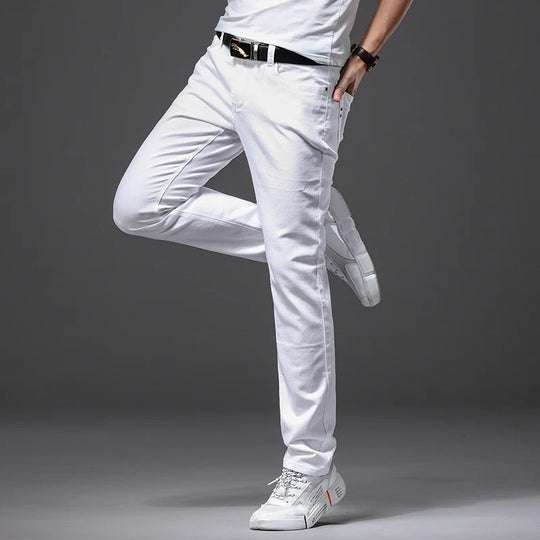 Hvite slim fit-jeans for menn