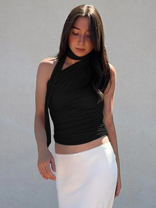 Ryggløs off-shoulder crop-topp for kvinner