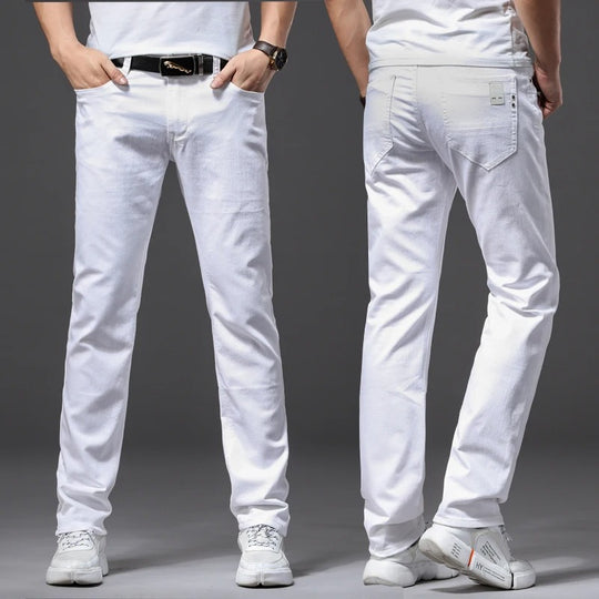 Hvite slim fit-jeans for menn