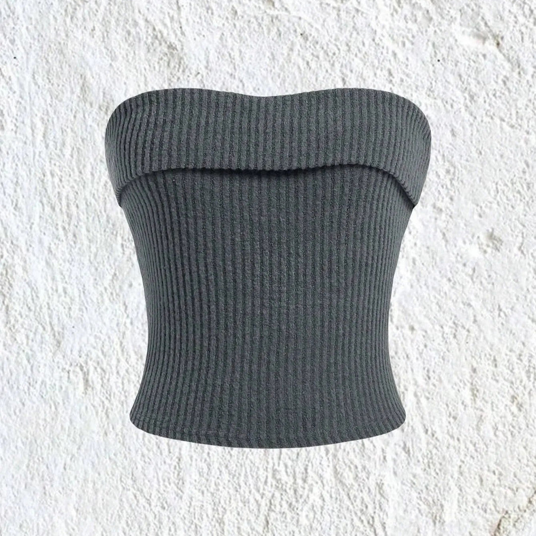 Ribbet stroppeløs slim fit tube-top for kvinner