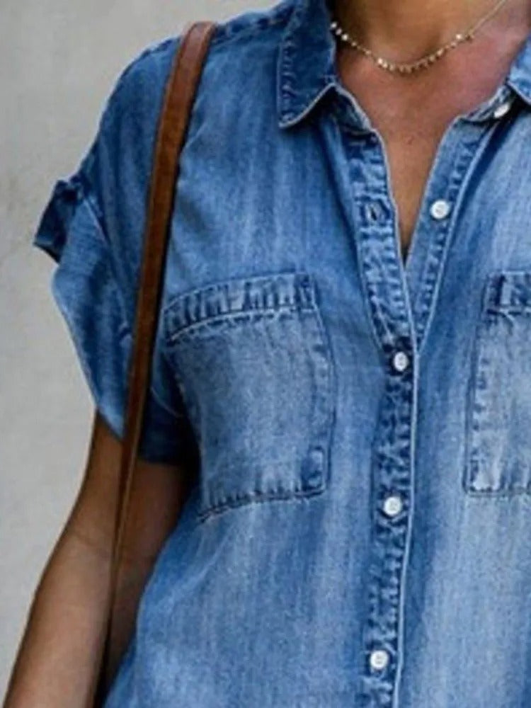 Damekjole i denim med løs passform