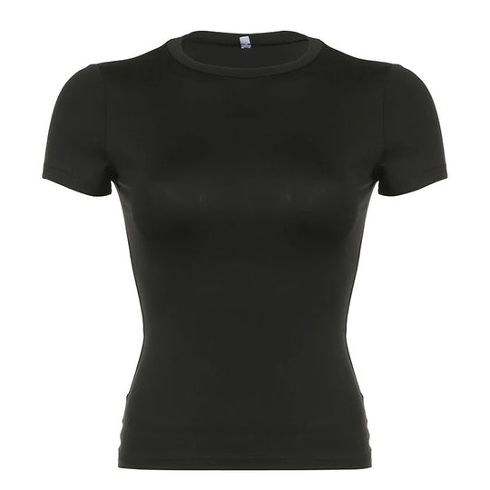Skinny T-skjorte med rund hals for kvinner