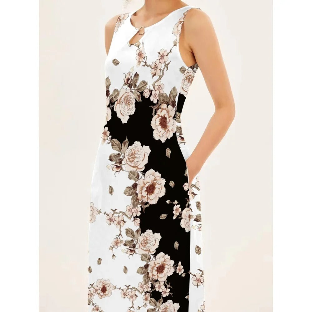 Blomster Bohemian ermeløs kjole for kvinner