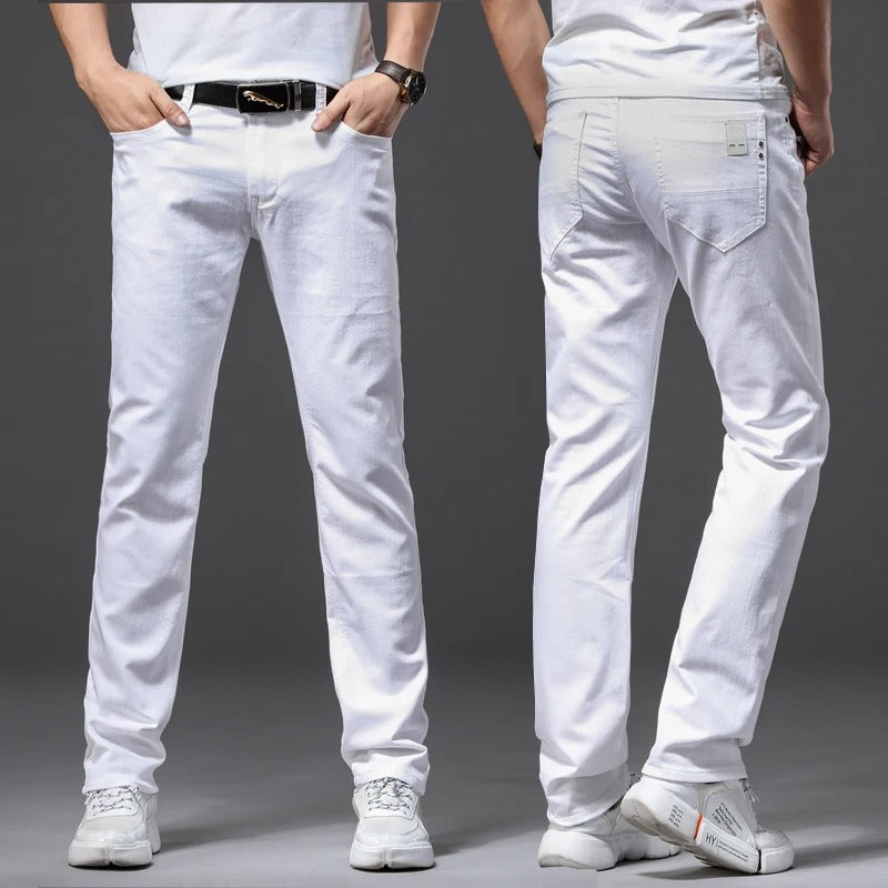 Klassisk hvit slim fit-jeans for menn