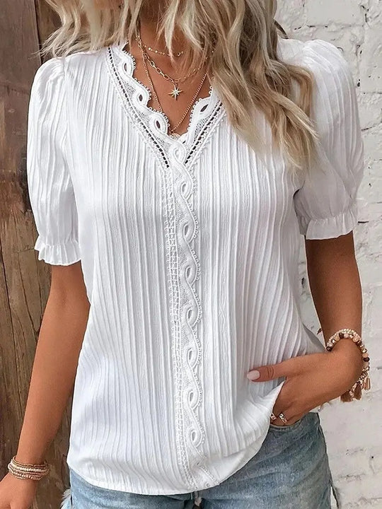 Plus Size kort ermet casual topp for kvinner