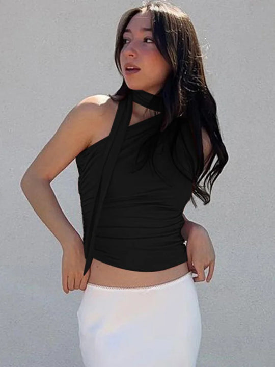 Ryggløs off-shoulder crop-topp for kvinner