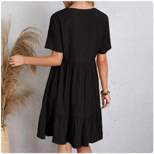 Peplum Fit Flare kjole med V-hals for kvinner