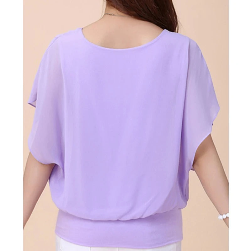 Dame Ruffles Sleeves Chiffon bluse