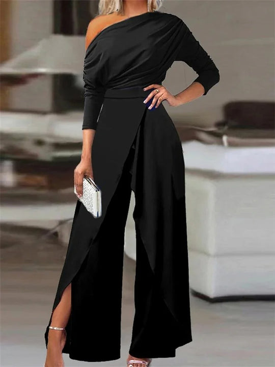Jumpsuit med brede ben for kvinner med splitt