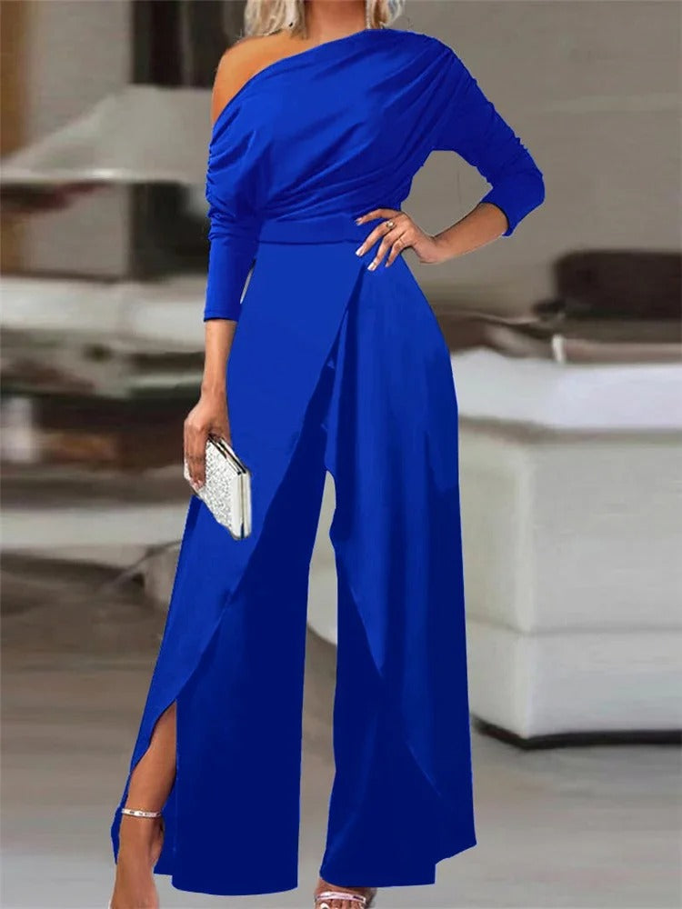 Jumpsuit med brede ben for kvinner med splitt
