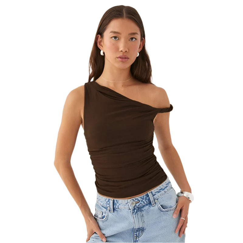 Off-Shoulder kort tank-top for kvinner