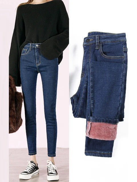 Retro Thermal Skinny Jeans for kvinner