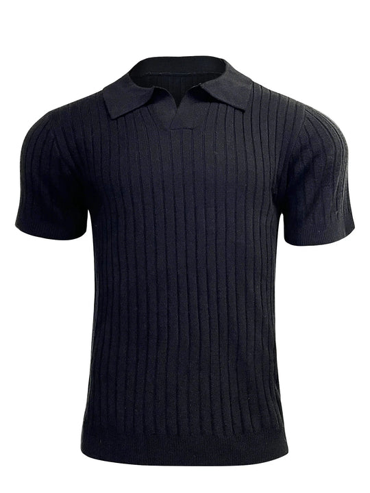 Retro strikket poloskjorte for menn