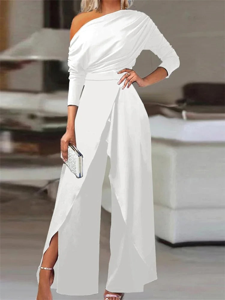 Jumpsuit med brede ben for kvinner med splitt