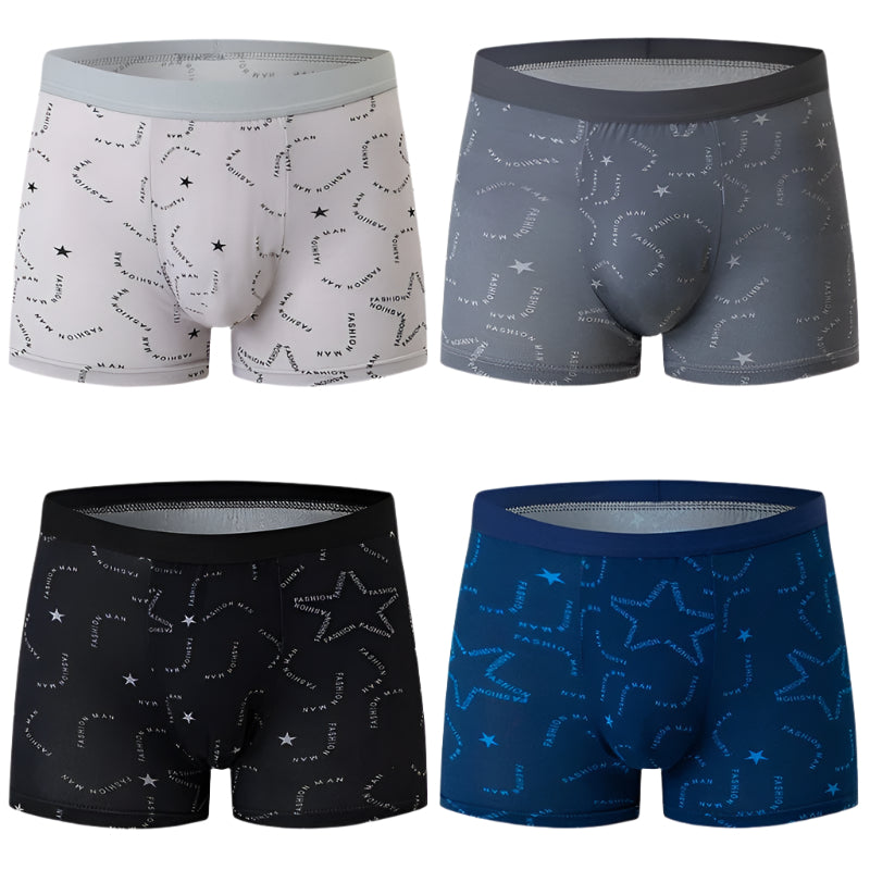4-pakk med trykte boksershorts for menn