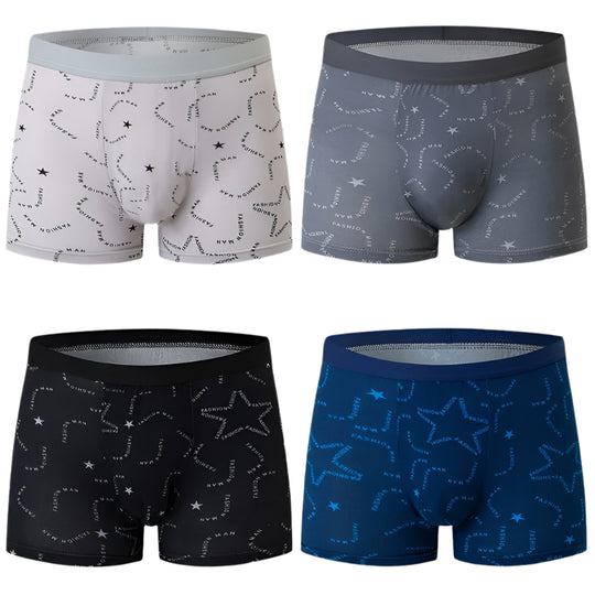 4-pakk med trykte boksershorts for menn