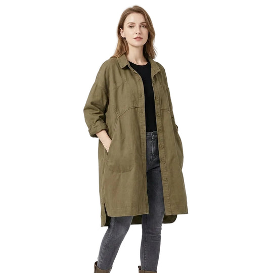 Dame Trench Coat med Peter Pan Krage
