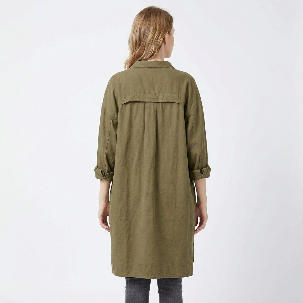 Dame Trench Coat med Peter Pan Krage