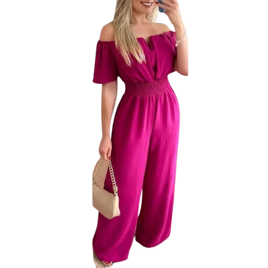 Off Shoulder Jumpsuit med brede ben for kvinner