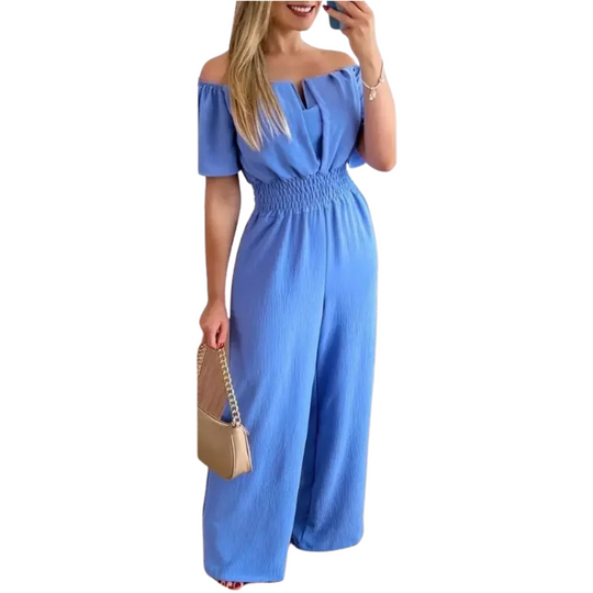 Off Shoulder Jumpsuit med brede ben for kvinner