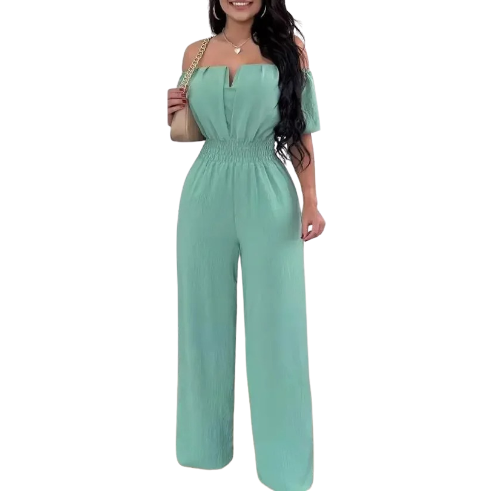 Off Shoulder Jumpsuit med brede ben for kvinner