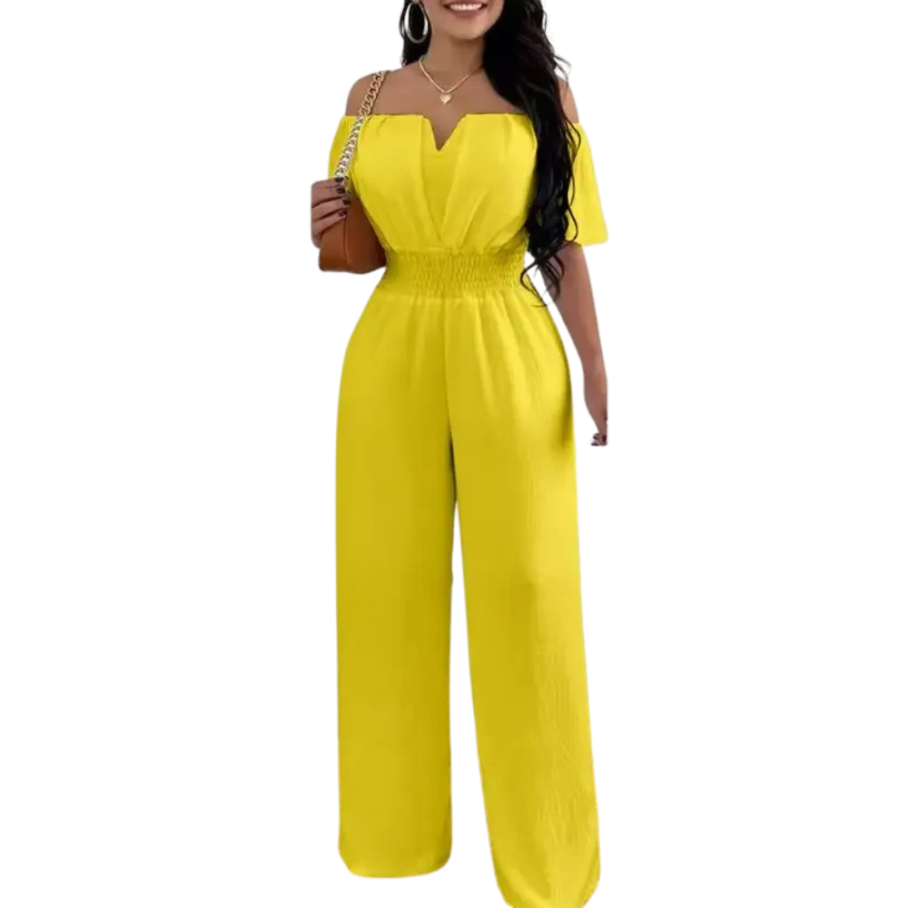 Off Shoulder Jumpsuit med brede ben for kvinner