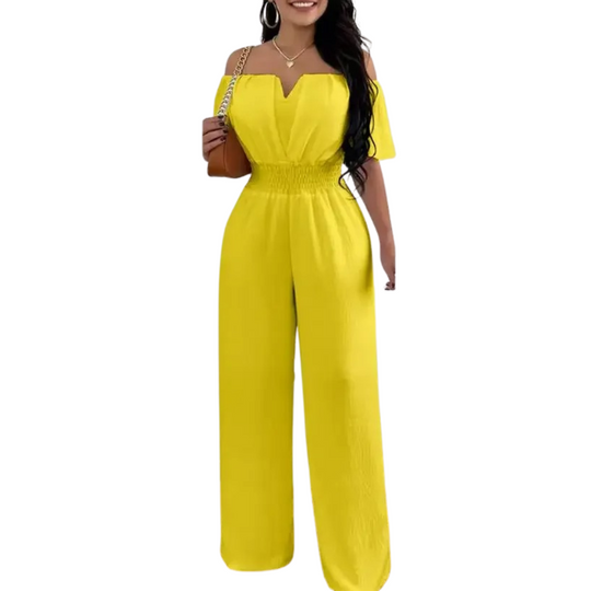 Off Shoulder Jumpsuit med brede ben for kvinner