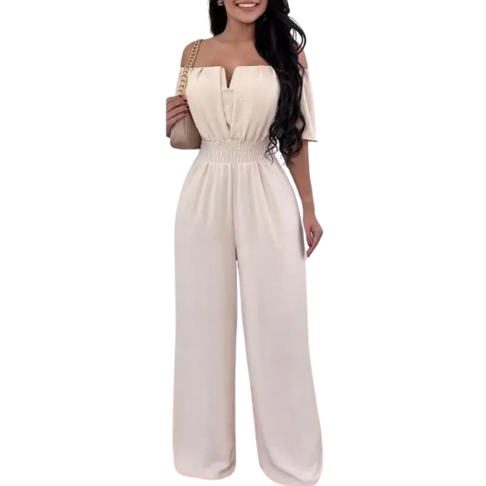 Off Shoulder Jumpsuit med brede ben for kvinner