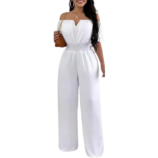 Off Shoulder Jumpsuit med brede ben for kvinner
