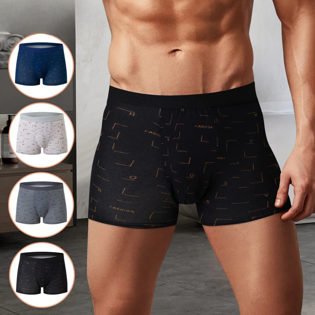 4-pakk med trykte boksershorts for menn