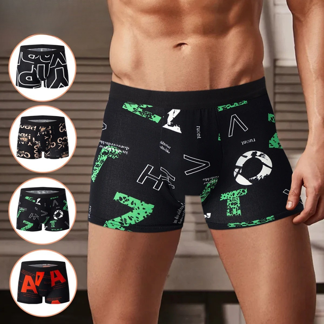 4-pakk med trykte boksershorts for menn