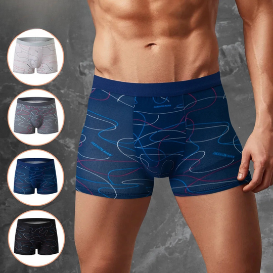 4-pakk med trykte boksershorts for menn