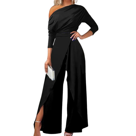 Jumpsuit med brede ben for kvinner med splitt