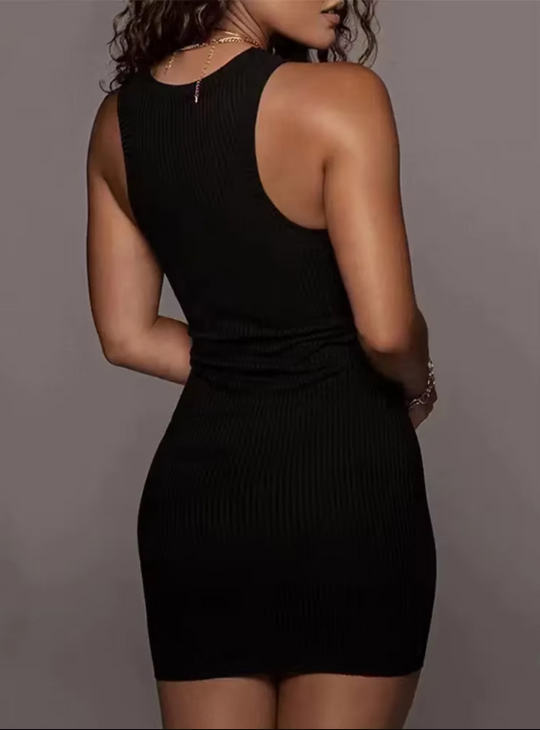 Ribbestrikket bodycon-minikjole for kvinner