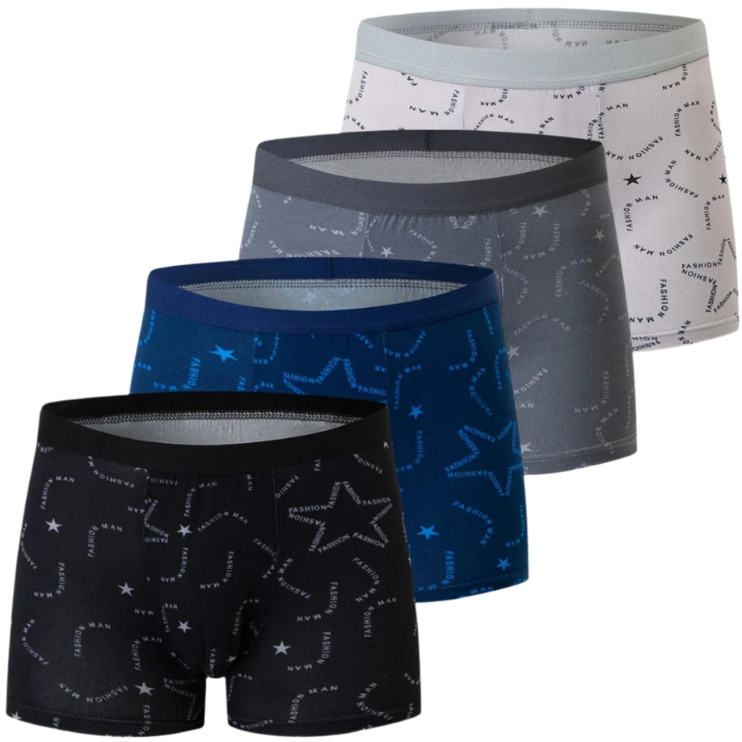 4-pakk med trykte boksershorts for menn