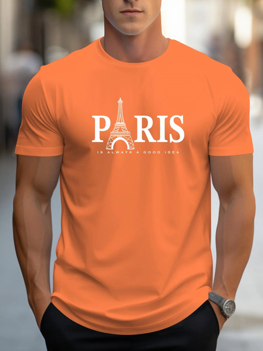 Paris-print T-skjorte for menn